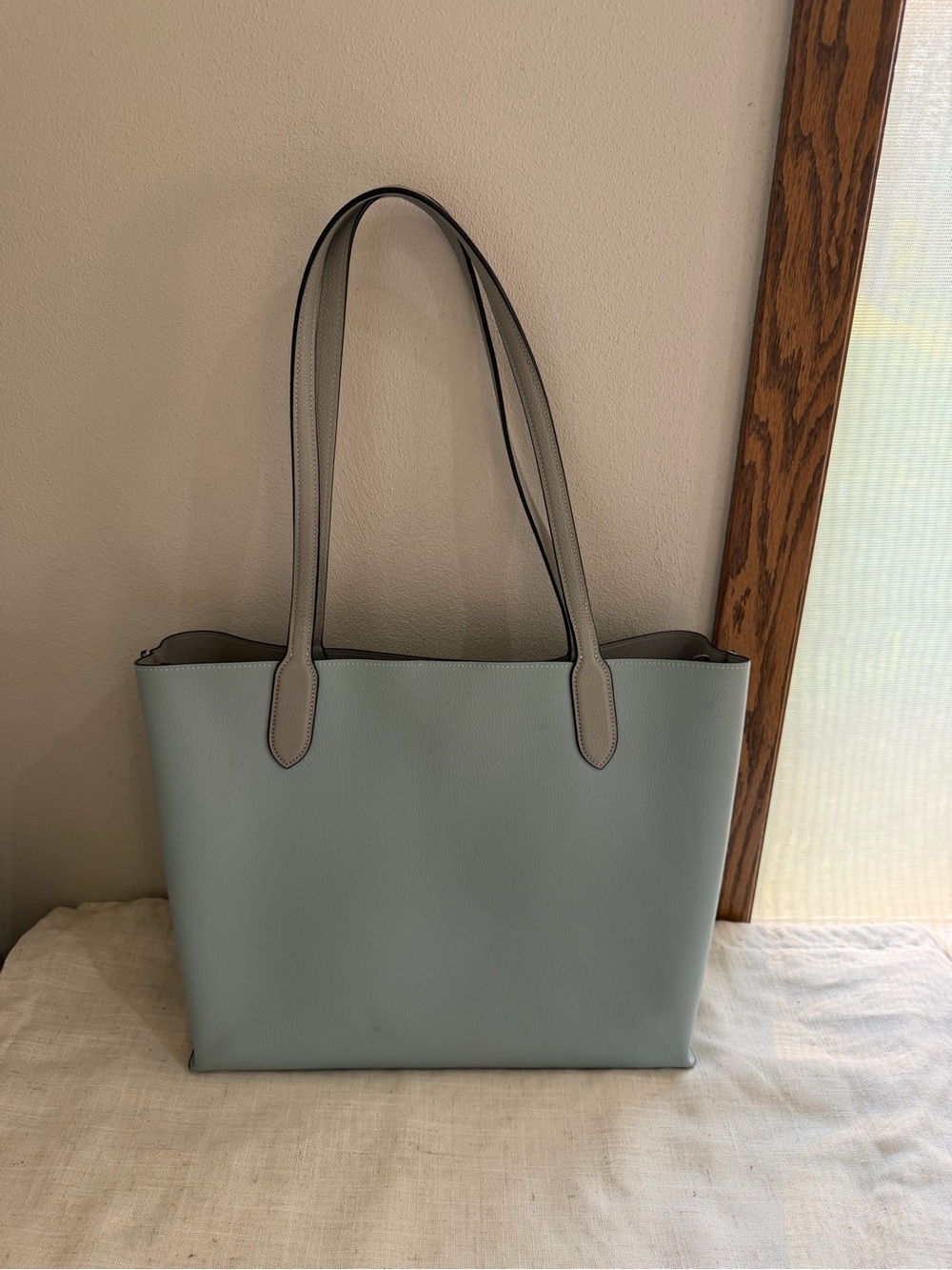 Coach Willow Aqua Blue Colorblock Leather Tote Bag - Picture 6 of 11